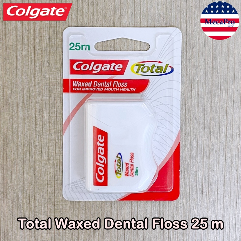 Colgate® Total Waxed Dental Floss 25 m คอลเกต โททอล ไหมขัดฟัน เคลือบแว็กซ์