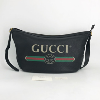 (Good Con) Gucci Print Half bag Grain Leather สี