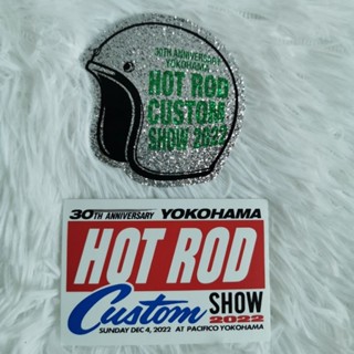 Sticker 30th Anniversary YOKOHAMA HOT ROD CUSTOM SHOW 2022 สติ๊กเกอร์ 2 ใบ ลายหมวกกันน๊อค ลาย Hotrod