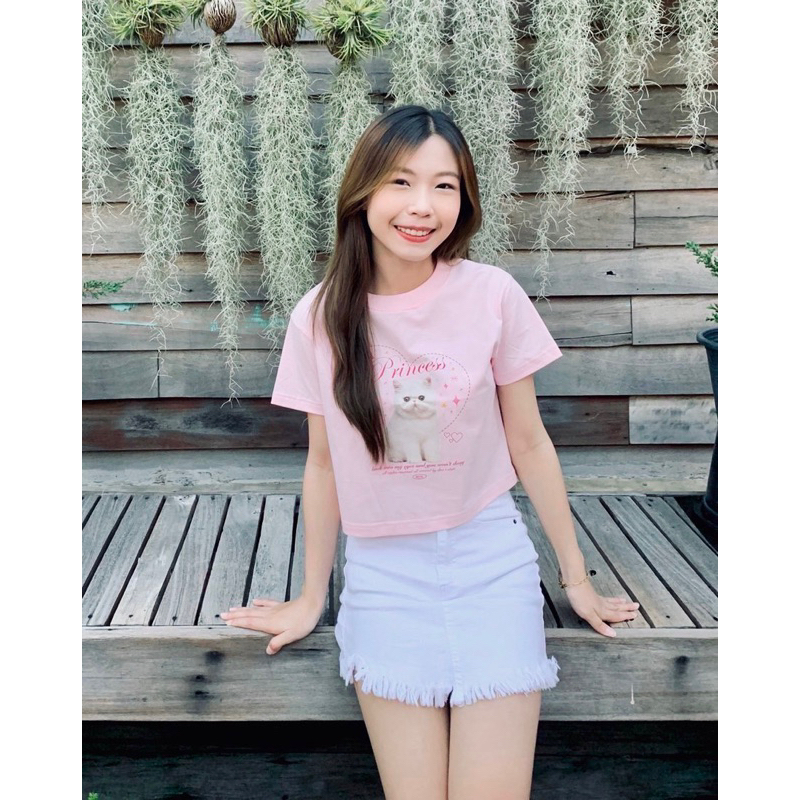 พร้อมส่ง🧸Crop top เสื้อครอปผ้าฟอกวินเทจ