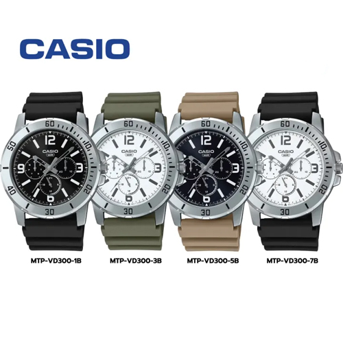 Casio นาฬิกาข้อมือผู้ชาย รุ่น MTP-VD300 (MTP-VD300-1B,MTP-VD300-3B,MTP-VD300-5B,MTP-VD300-7B)