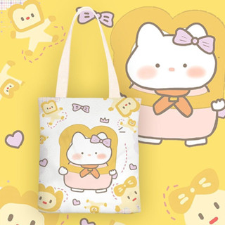 🌷กระเป๋าสะพายข้าง กระเป๋าผ้า ลายการ์ตูนน่ารักๆ นักเรียน/นักศึกษา สไตล์เกาหลี แฟชั่น พร้อมส่ง