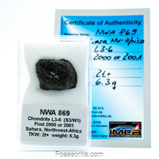 อุกกาบาต NWA 869 ชนิด L3-6 Chondrite ขนาดเล็ก พร้อมใบรับรอง จาก Germany #8 หนัก 6.3g