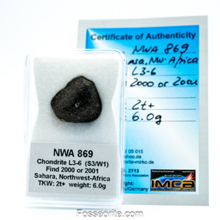 อุกกาบาต NWA 869 ชนิด L3-6 Chondrite ขนาดเล็ก พร้อมใบรับรอง จาก Germany #7 หนัก 6g