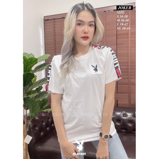 พร้อมส่ง⭐️เสื้อเพลบอย งานปักอก ปักแขน ผ้าคอตตอน เสื้อยืดสีพื้น เสื้อยืดคอกลม