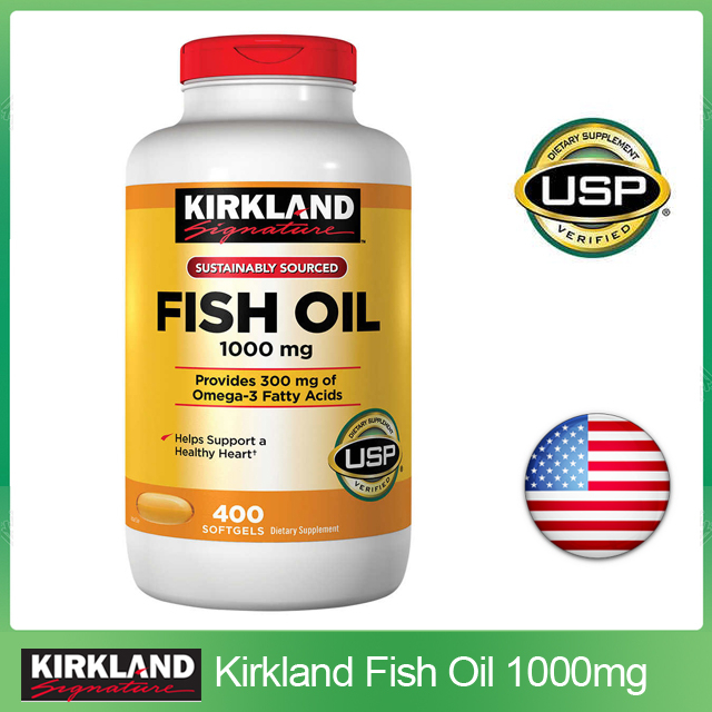 (Exp.02/2027)Kirkland Fish Oil 1000 mg น้ำมันปลา 400 เม็ด