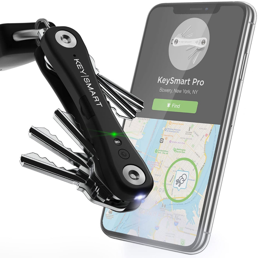 พวงกุญแจมินิมอลลิสต์ KeySmart Pro Compact Smart Trackable Key Holder LED Flashlight Tile Bluetooth K