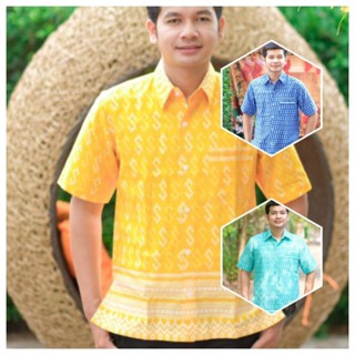 เสื้อผ้าไทย เชิร์ตผู้ชาย เนื้อผ้า cotton พิมพ์ลายตะขอ