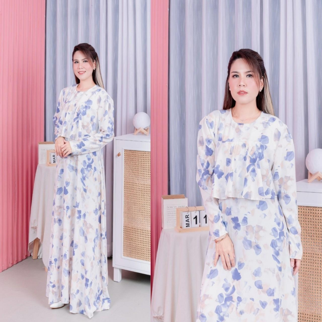 ชุดเดรส รุ่น 680-10 CAMILLA DRESS ระบายอกลายหินอ่อน