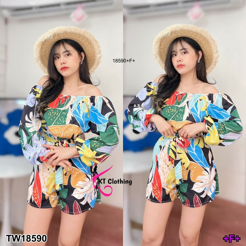 ส่งไว 1-2วันถึง 18590 Set 2 ชิ้น เสื้อเปิดไหล่ แขนยาวทรงบอลลู+กางเกงขาสั้น #ชุดเที่ยวทะเล #ชุดสงกรานต์ #ชุดรับซัมเมอร์ # ราคา ถูกที่สุด ดีลบีเคเค แกลเลอรีภาพที่ 5