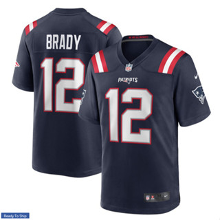 เสื้อแข่งอเมริกันฟุตบอลของแท้ Tom Brady New England Patriots Nike Game Retired Player Jersey - Navy ของใหม่  Size L