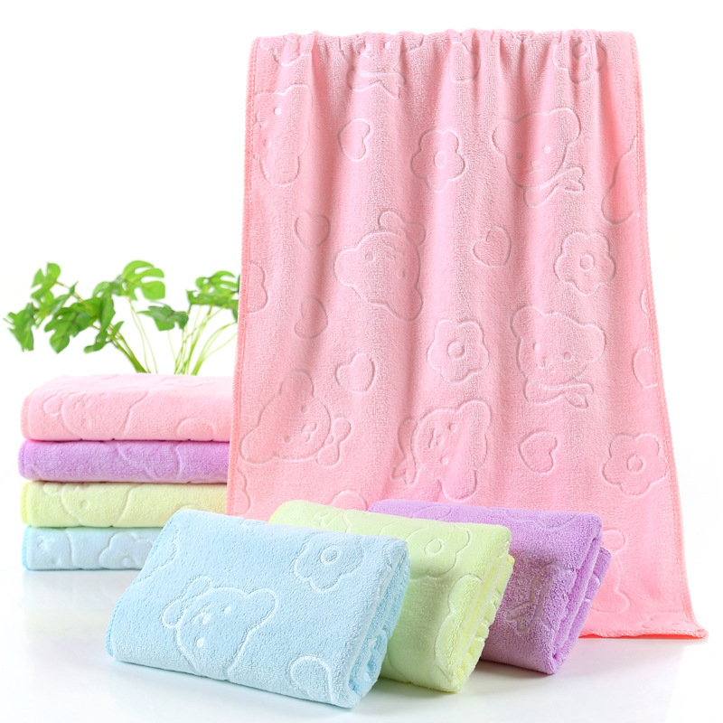 MJQ-01【ขนาด 35×75 ซม】ผ้าขนหนู ปั๊มลาย ผ้านาโน สำหรับเช็ดผม ไมโครไฟเบอร์  อเนกประสงค์