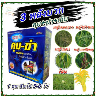 ชุดเก่ง คุม-ฆ่า หญ้าในนาข้าว 7-20 วัน 3พลังบวก  กำจัดวัชพืชทั้งใบแคบและใบกว้าง ไม่เหลือ