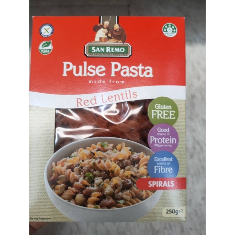 San remo Pulse Pasta Red Lentils เส้นพาสต้า 250g.ราคาสุดฟิน