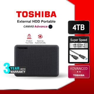 Toshiba External HDD (4TB) USB 3.2  SuperSpeed, รุ่น (Canvio Advance V10)  Security Auto-backup 2.5" สีดำ ฮาร์ดดิสพกพา (TSB-HDTCA40AK3CA)