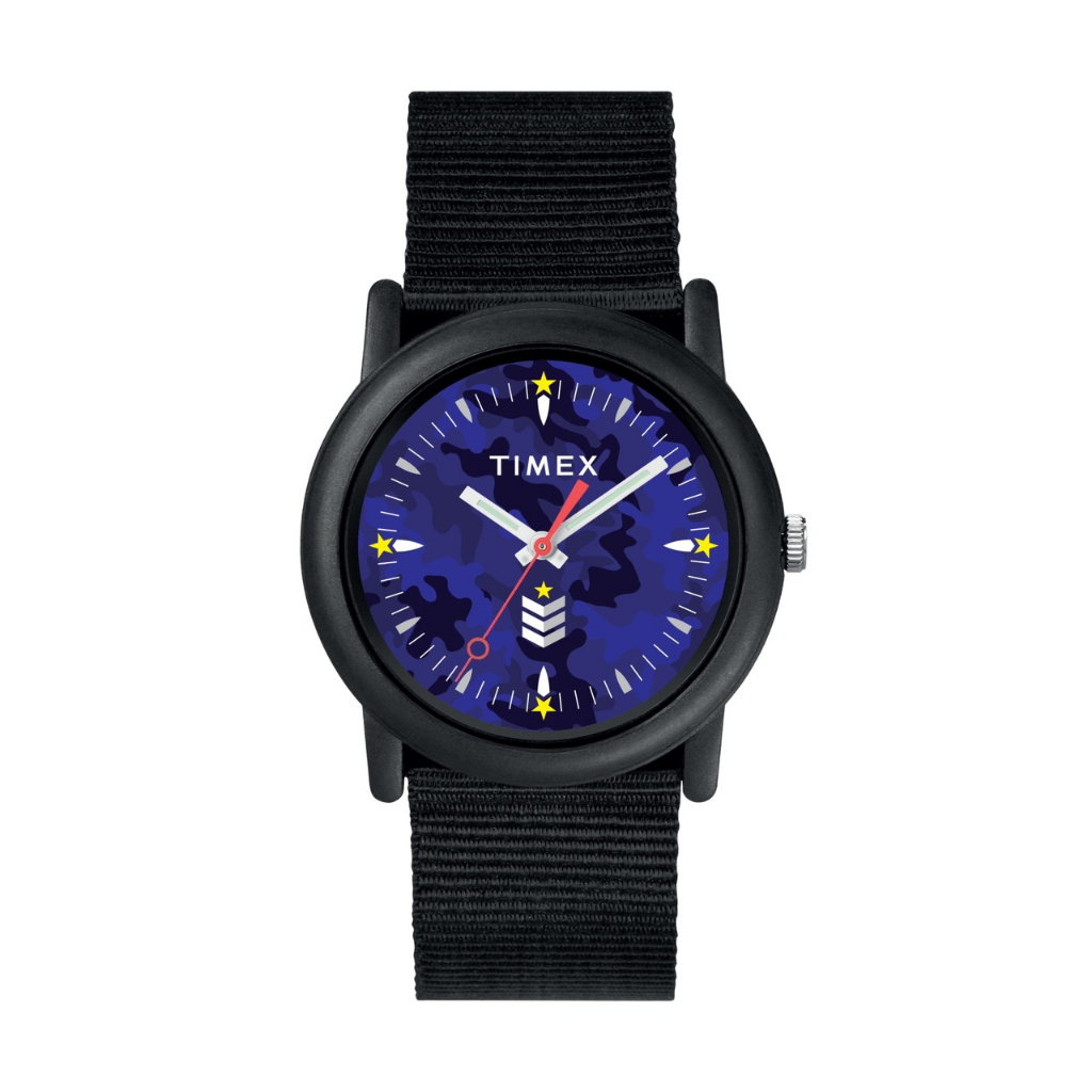 Timex TWLB68100 Camper Camo นาฬิกาข้อมือผู้ชายและผู้หญิงสีดำ หน้าปัด 34 มม.