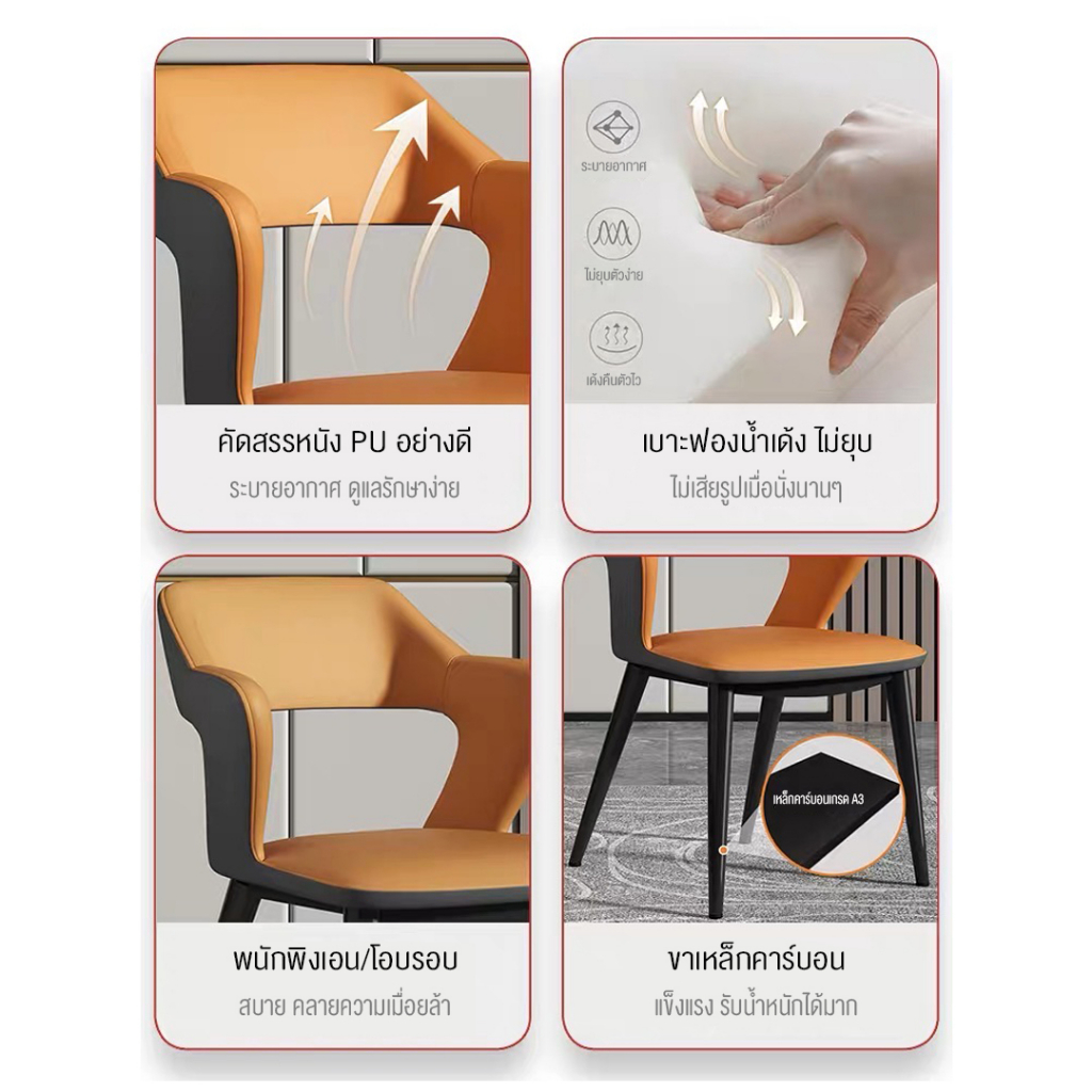 เก้าอี้สไตล์โมเดิร์น รุ่น DD149 เก้าอี้รับประมานอาหาร พนักพิงโค้ง รับน้ำหนัก 200 kg เก้าอี้มินิมอล เก้าอี้กินข้าว - รูปที่ 2