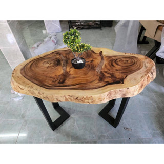 MPT2Wood-Steel โต๊ะกาแฟ ขนาด กว้าง50-70 สูง45ซม coffee table ทำสำเร็จรูป ท๊อปไม้ธรรมชาติ ขาเหล็กสีดำ กันสนิม แข็งแรง