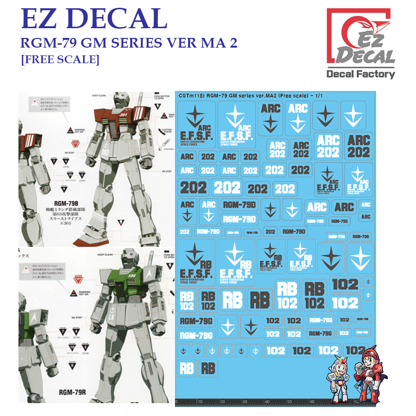 ดีคอลน้ำ [EZ DECAL] CSTM 118 RGM-79 GM SERIES VER MA 2 [FREE SCALE] Water Decal CSTM 118