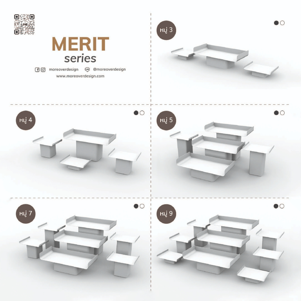 Moreover Merit Seires : ชุดโต๊ะหมู่บูชา “มูนิมอล” แท่นบูชาพระ สไตล์มินอล จัดเป็นชุด วางบนตู้ บนชั้น เหล็ก ขาว ดำ - รูปที่ 5