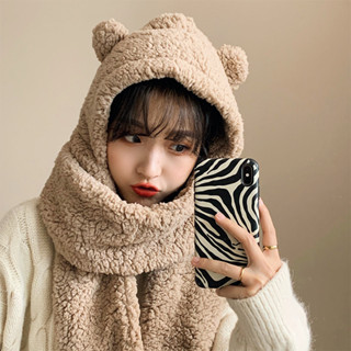(พร้อมส่ง🐻) หมวกหมีขนนุ่ม กันหนาว เพิ่มความอบอุ่น