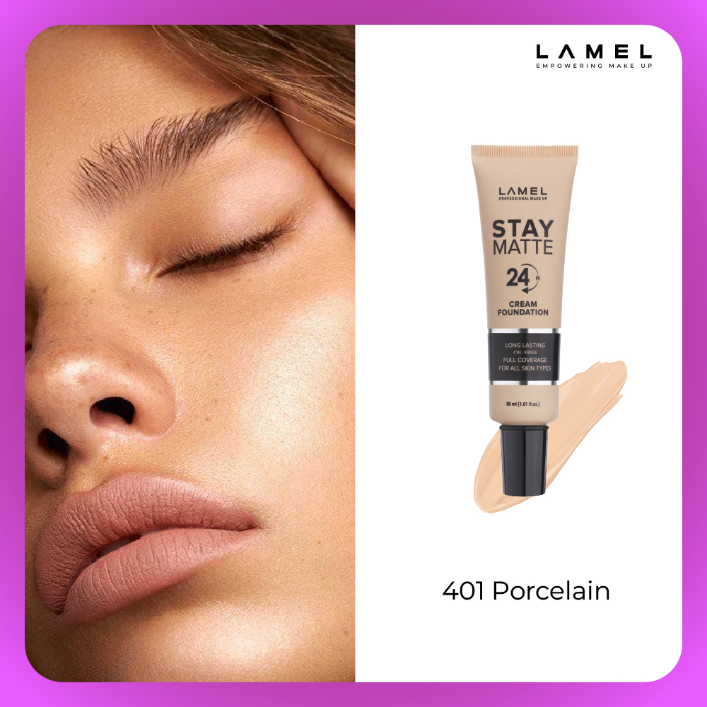 Lamel Stay Matte Foundation ลาเมล สเตย์ แมตต์ ฟาวเดชั่น (เครื่องสำอาง, รองพื้นคุมมัน, รองพื้นปกปิดดี, รองพื้นติดทนนาน)