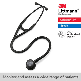 3M Littmann Cardiology IV, 27 inch #6163 (Black Tube, Black-Finish Chestpiece, Stainless Stem &amp; Eartubes)