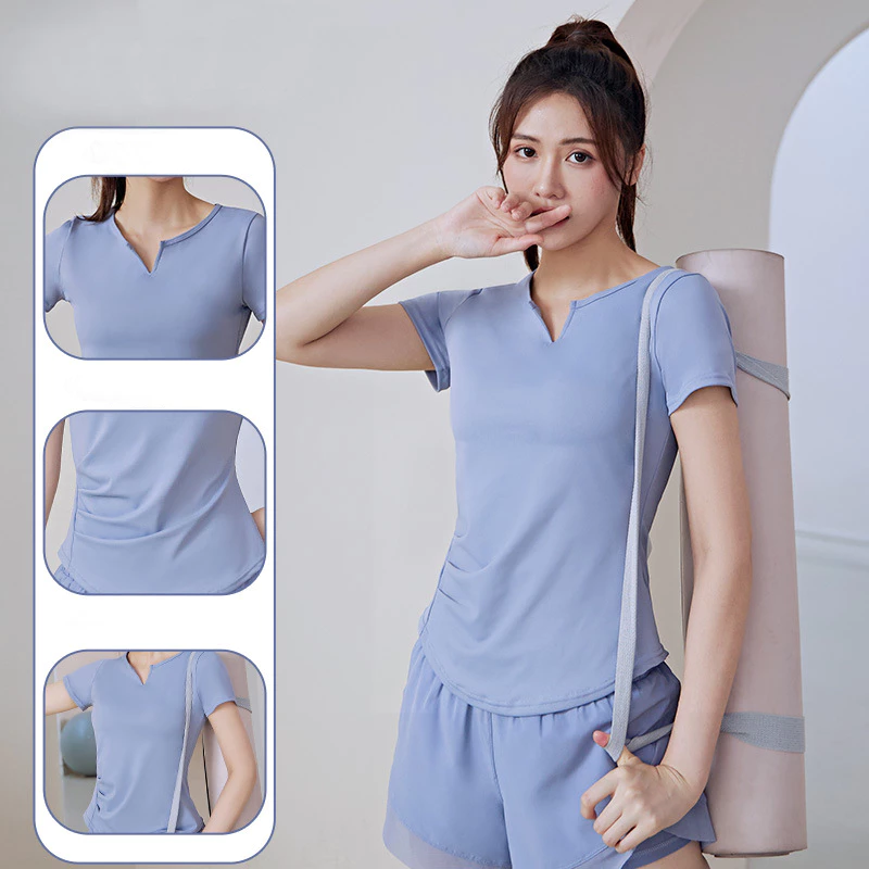 MVP Sport เสื้อยืดคอวีแขนสั้น ผู้หญิง ระบายอากาศ โยคะ thumbnail 3