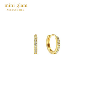 Miniglam Demi Round Crystal Hoop Earrings (Gold) ต่างหูห่วงคริสตัลวงกลมสีทอง