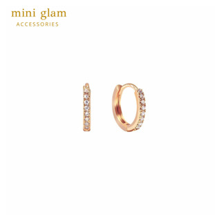 Miniglam Demi Round Crystal Hoop Earrings (Rose Gold) ต่างหูห่วงคริสตัลวงกลมสีโรสโกลด์