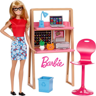 Barbie Doll &amp; Home Office Set ตุ๊กตาบาร์บี้ และโฮมออฟฟิศ ของแท้