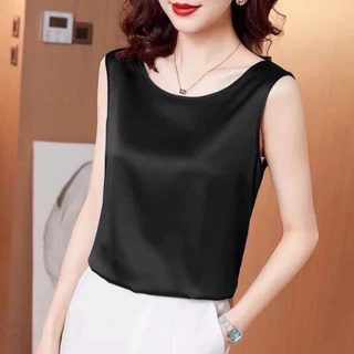 TTOO เสื้อแขนกุดคอกลมสีพื้นผ้าซาร์ตีนผู้หญิงมาใหม่ สีสานสดใสเหมาะอากาศร้อนๆจ้า ผ้าสวมใส่สบาย พร้อมส่ง รุ่น 179
