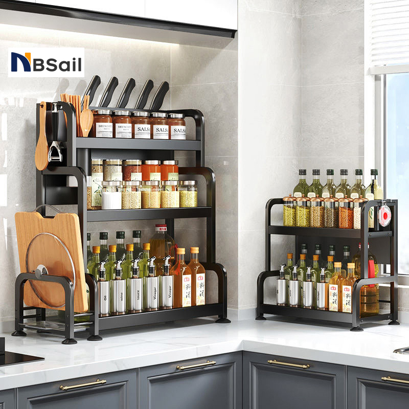 NBSail 2/3 ชั้น ชั้นวางเครื่องปรุงในครัว อุปกรณ์ที่มีหลายช่อง สแตนเลส ที่วางเครื่องปรุง Seasoning Rack Spice Rack