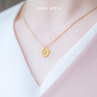 roundy alphabet necklace [gold] สร้อยคอจี้อักษรกลมทอง