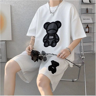 ชุดกีฬาวาฟเฟิลแขนสั้นผู้ชาย + กางเกงขาสั้นชุดลำลองแบรนด์อินเ…