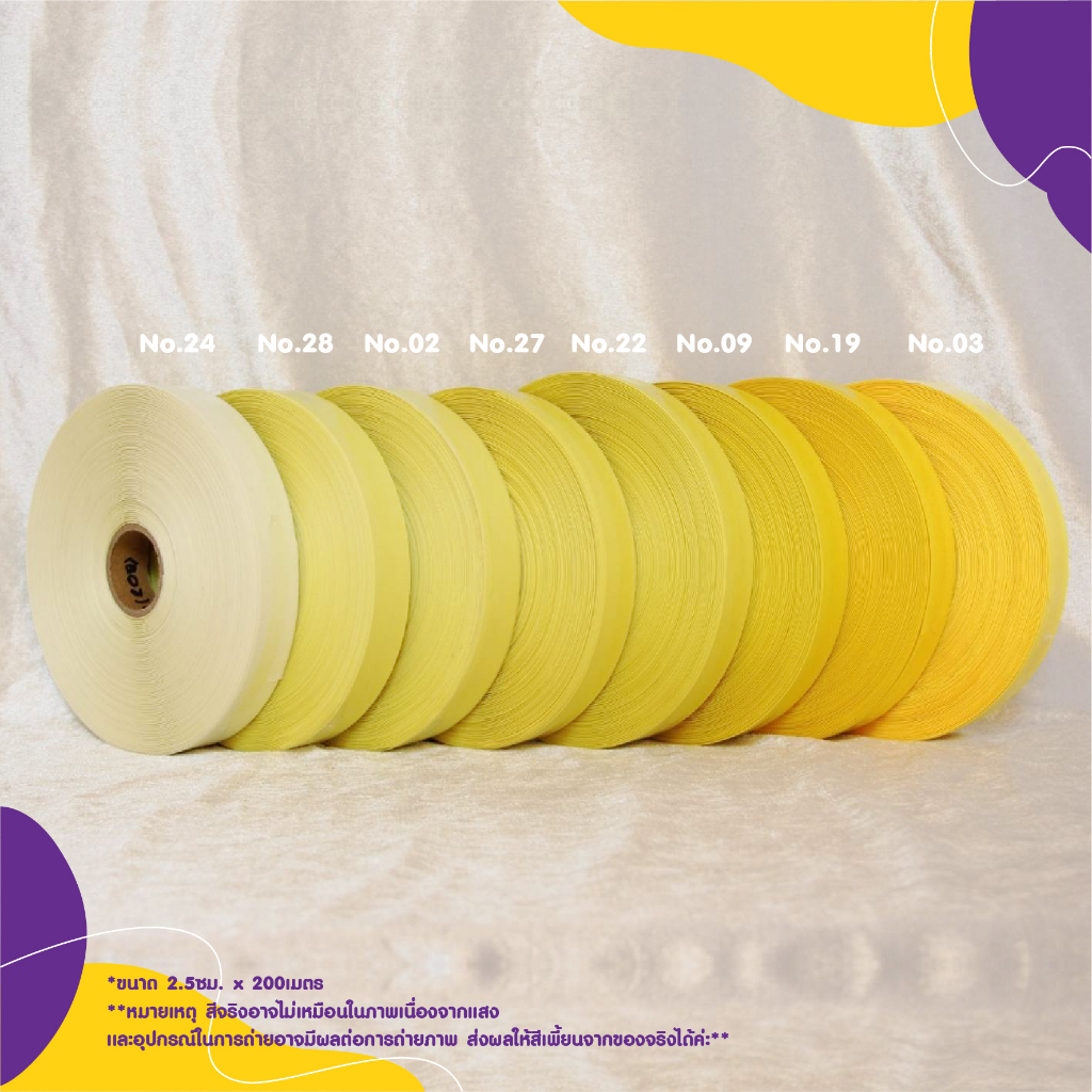 (ม้วนเล็ก) ผ้าโพลีออยผิวเงา ผ้าทำบายศรี ผ้าทำคอม้า ขนาดหน้า กว้าง 2.50 ซม. ยาว 200 เมตร