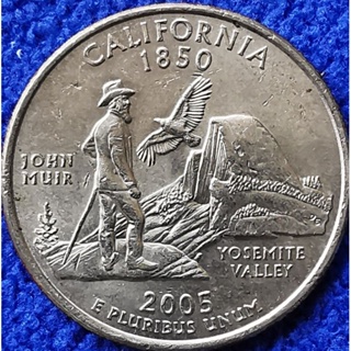 เหรียญ​สหรัฐอเมริกา​ USA, 1​ Quarter, (California), #1730T, ชุด​ State Quarter,​  ใช้แล้ว