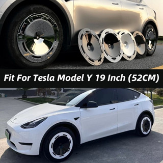 ฝาครอบดุมล้อสีดำสดใส 19 นิ้ว แบบเปลี่ยน สําหรับ Tesla Model Y  4 ชิ้น