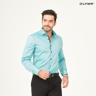 OLYMP GREEN CHOICE No. Six Shirt เสื้อเชิ้ตชายรักษ์โลก สีเขียวมรกต ทรงเข้ารูป ยืดหยุ่นได้ดี รีดง่าย