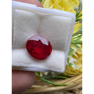 Lab Ruby 8x10mm Red weight 3.50 carats oval shape