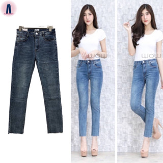 Wow jeans กางเกงยีนส์ขาเดฟผ้ายืดปลายขาตัด #6065 jeansdede