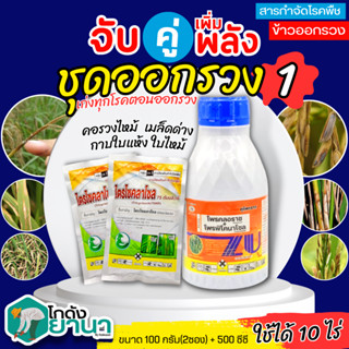 🌾 ชุดออกรวง1 คูโปรราซ+ไตรไซคลาโซล ขนาด 500ซีซี+100กรัมx2ซอง ป้องกันโรคเมล็ดด่าง ใบไหม้ คอรวงไหม