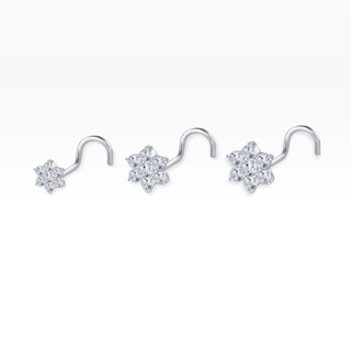 PiercingRoomByJay , CZ Flower Nose Stud จิวจมูกดอกไม้ เงินแท้