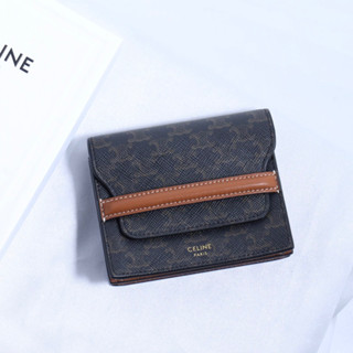 Celine Business Card Holder cardholder ซีลีน ที่ใส่บัตร ที่ใส่การ์ด ฝาพับ ของแท้ กระเป๋าใส่บัตร น้ำตาล