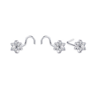 PiercingRoomByJay, Button CZ Flower Nose Stud จิวจมูกดอกไม้ เงินแท้