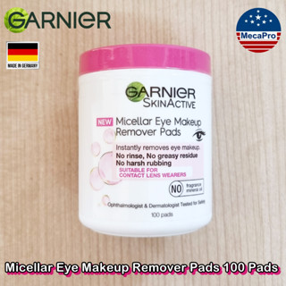 Garnier® Micellar Eye Makeup Remover Pads 100 Pads การ์นิเย่ แผ่นสำลีผสมไมเซล่า สำหรับล้างเครื่องสำอางรอบดวงตา