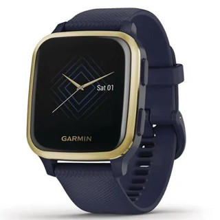 Garmin Venu Sq Music Smart Watch, GPS Smartwatch with Bright Touchscreen (Naavy / Light Gold) (010-02426-82)