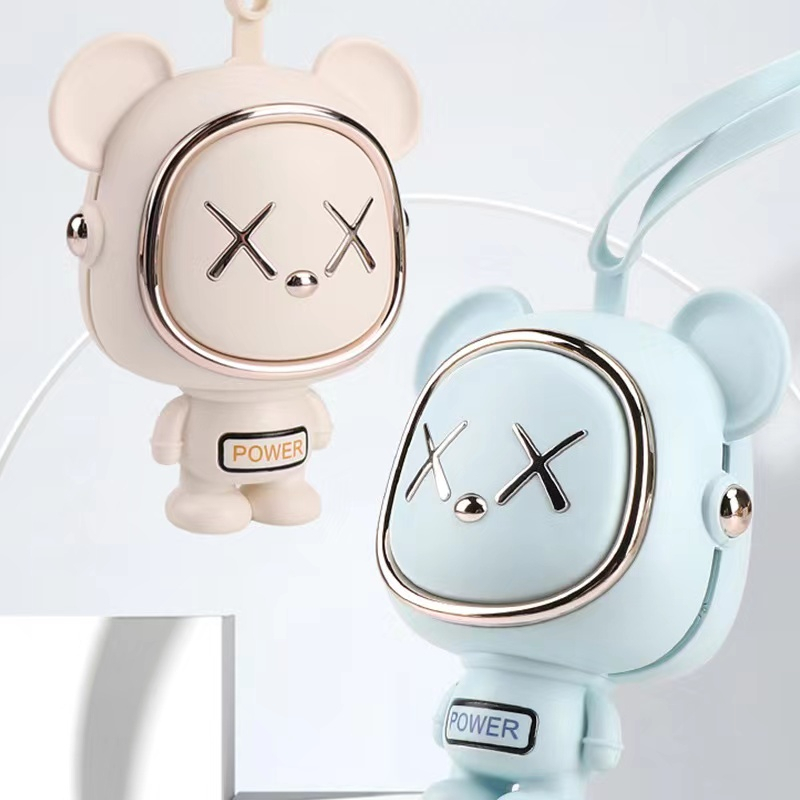 Thailand พร้อมส่ง พัดลมคอไร้ใบ พัดลมพกพ ขนาดเล็กพร้อมพัดลมระบายความร้อนลายการ์ตูนอวกาศ