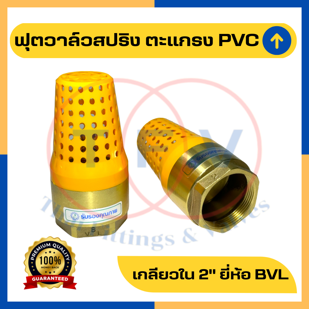 ฟุตวาล์วสปริงทองเหลือง ตะแกรง PVC ขนาด 2 นิ้ว (หัวกระโหลก รังผึ้ง)