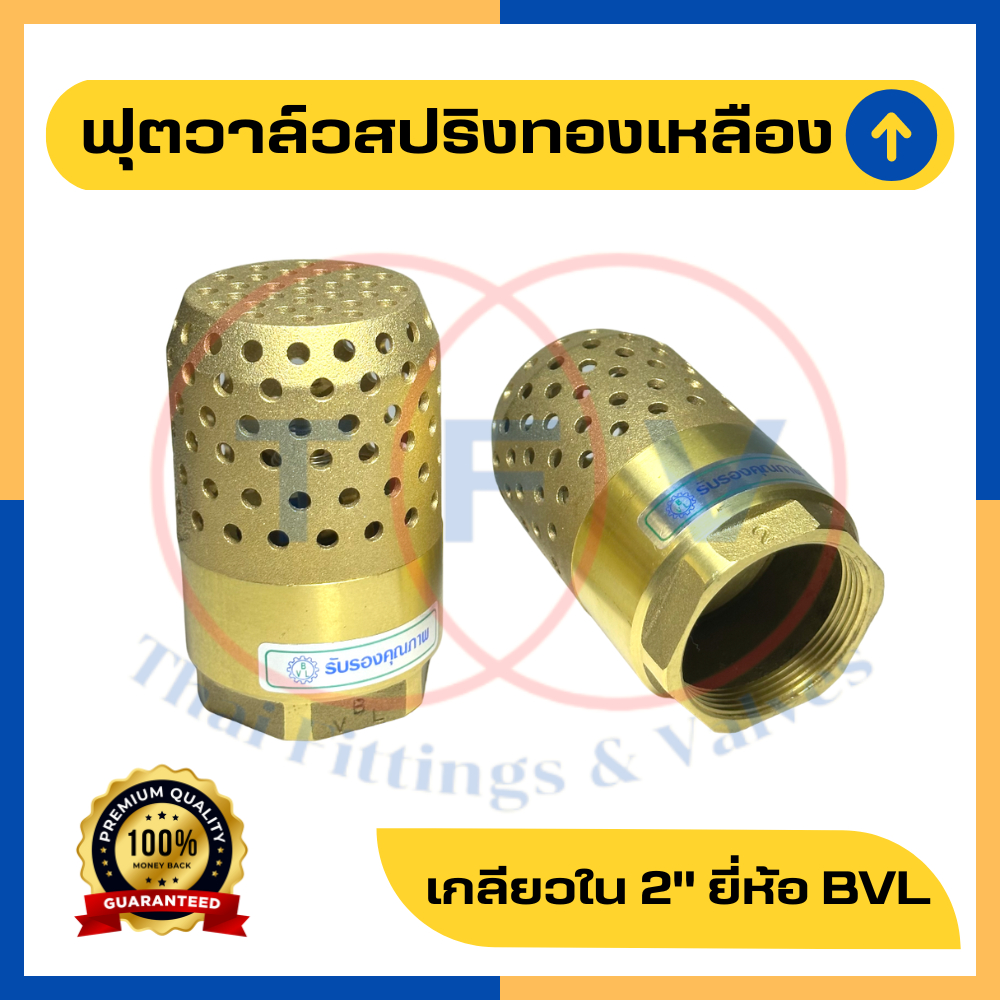 ฟุตวาล์วสปริงทองเหลือง 2 นิ้ว (หัวกระโหลก รังผึ้ง)